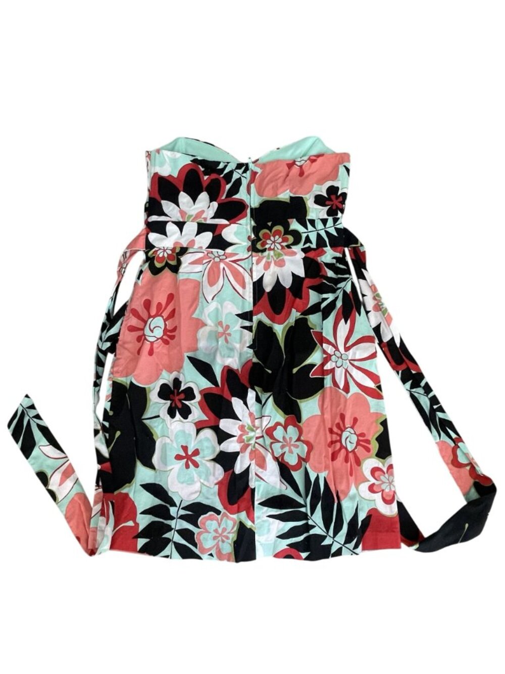 Teeze Me Strapless Floral Dress With Tie Waist Multicolor Size Medium - Picture 3 of 4